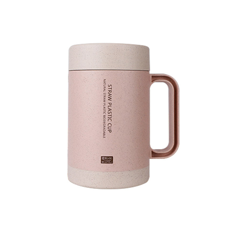 Wholesale Eco Friendly Straw Wheat Ceramic Double Wall Coffee Mug