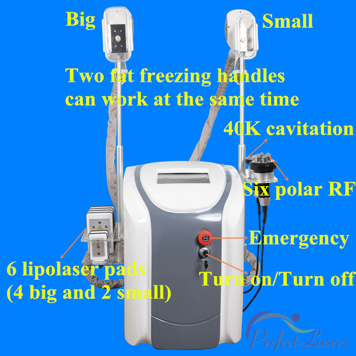 5 in 1 Cryolipolysis Slimming Machine Cavitation RF Lipolaser Two Cryo Handles Can Work Together