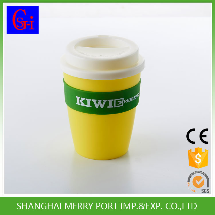 Reasonable Price Plastic Coffee Cup with Silicon Round