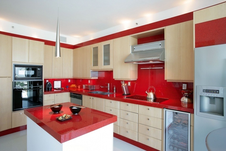 Red Color Quartz Stone Restaurant Table