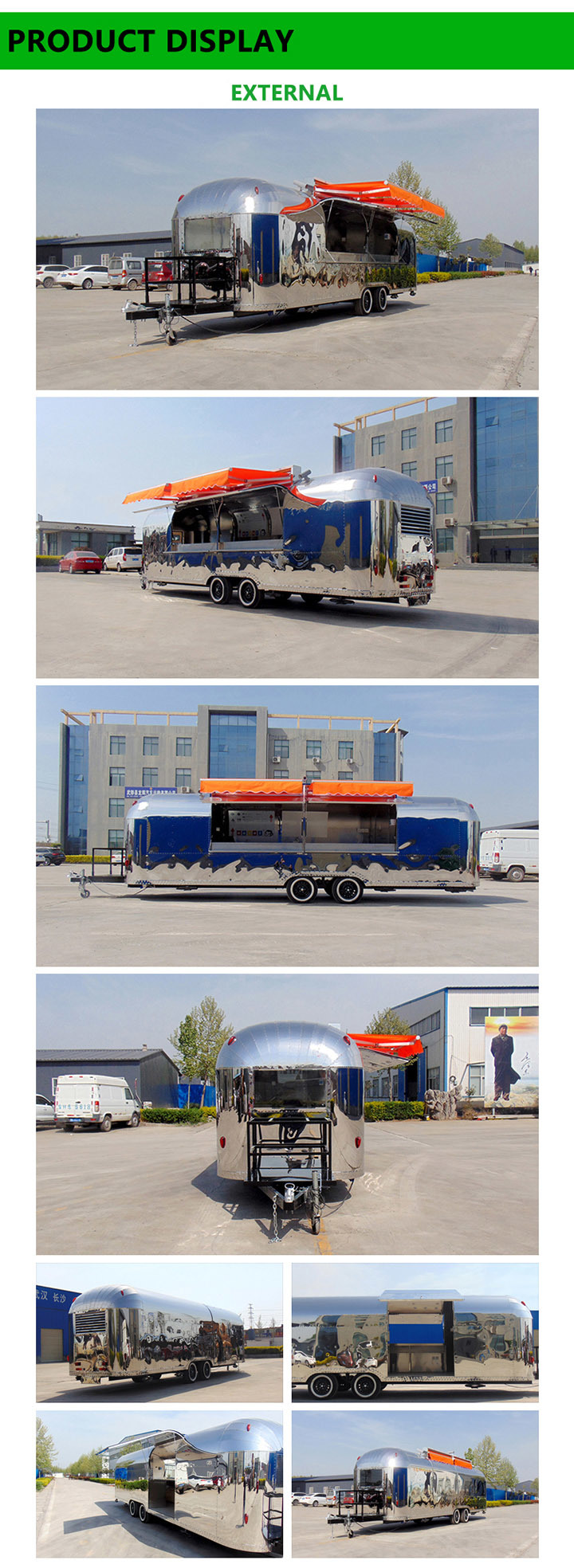 800cm Stainless Steel Food Trailer Food Delivery Machinery