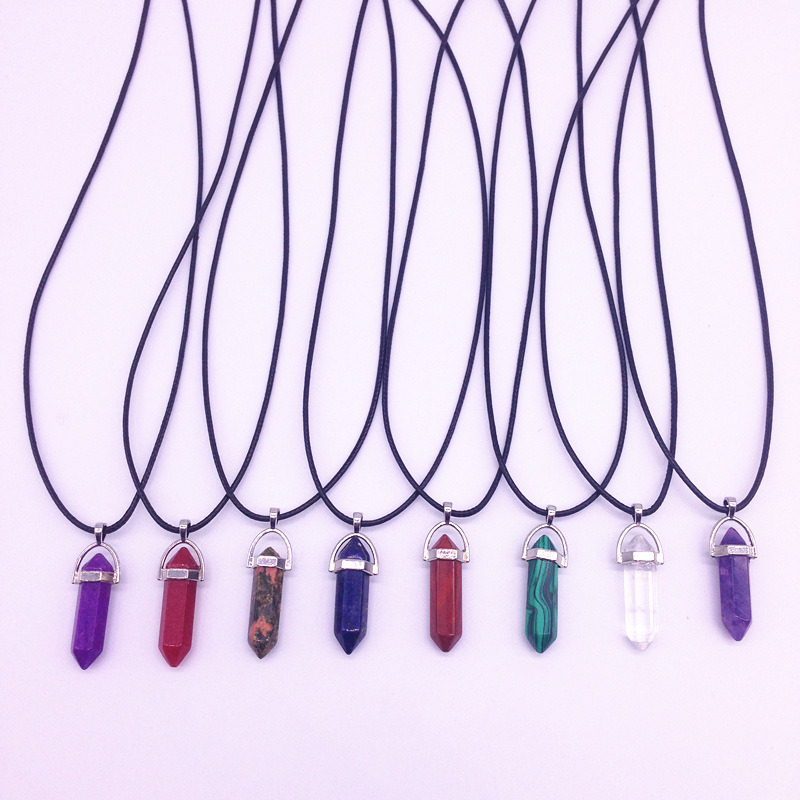 Pendant Silver Alloy Necklace Natural Stone Healing Crystals Chain Necklace