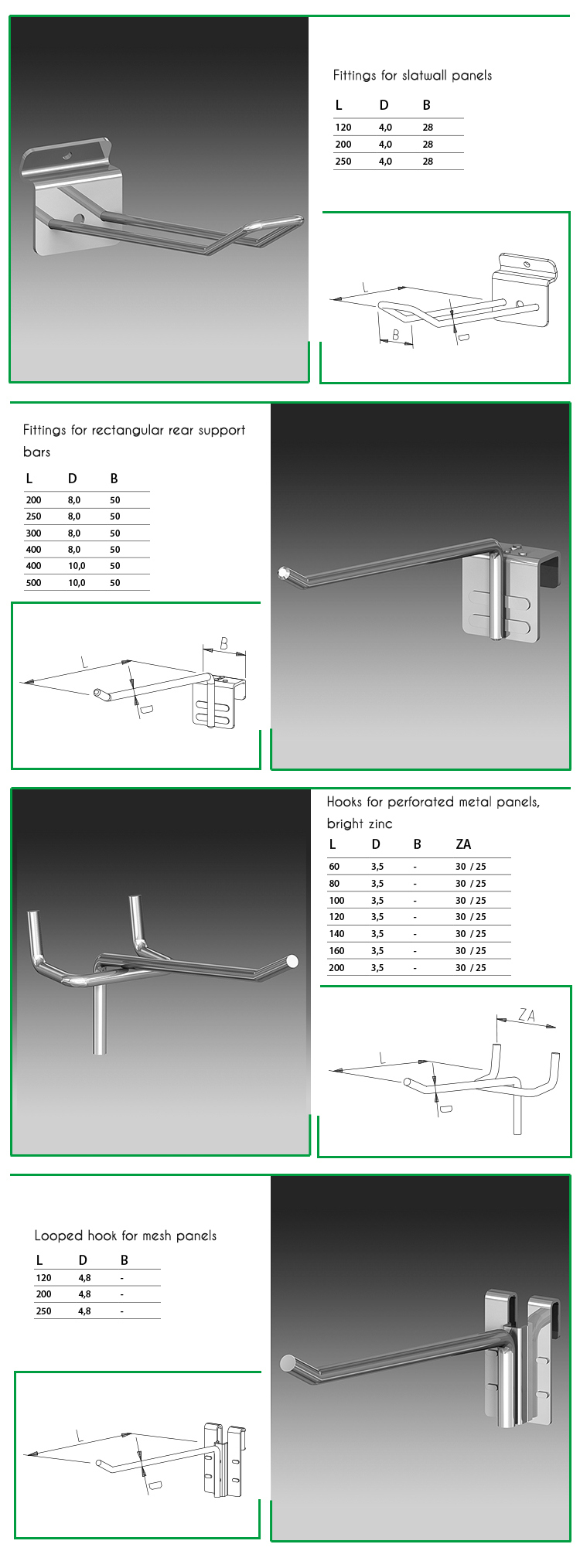 Store Fixtures Gondola Shelving Accessories Various Design Display Hooks