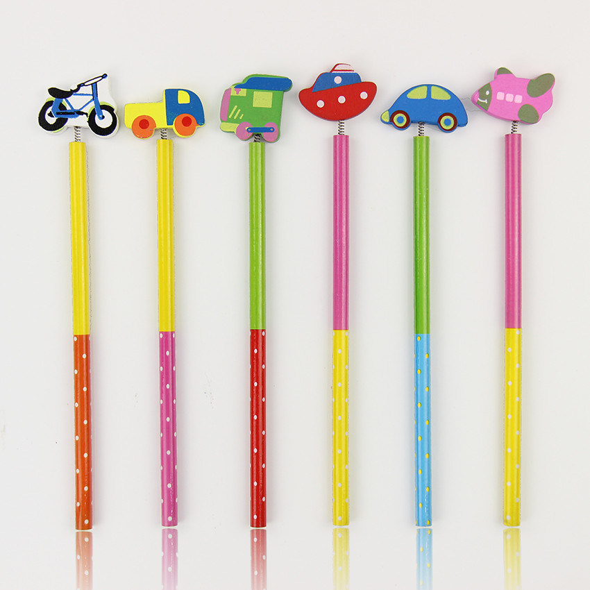 Cartoon Vehicles Kawaii Wooden Standard Pencil for Kids School Supplies