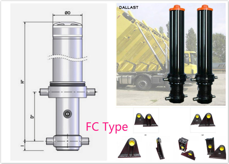 Single Acting Multistage Telescopic Hydraulic Cylinder for Dump Truck/Trailer