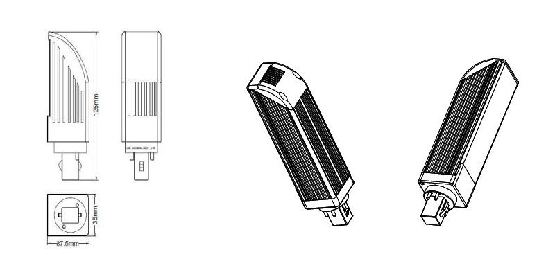 G24 G23 Clear Frosted PC Cover 6W LED Pl Light