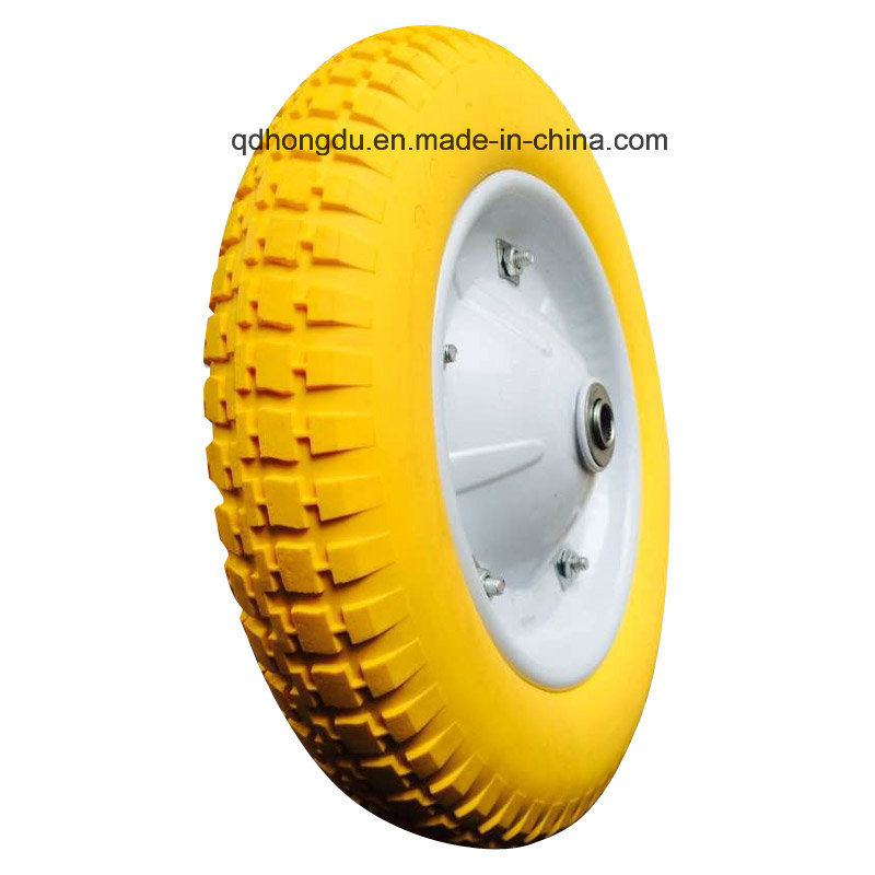 Powder Coated Steel Rim Solid Rubber PU Foam Wheel