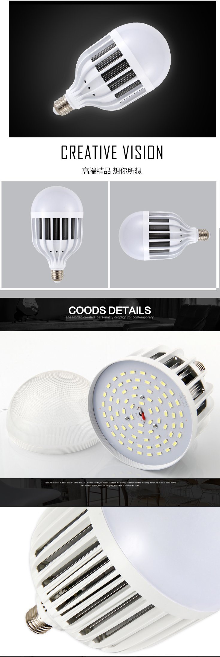 LED Bulb Cage Single Lamp 20W60W30W High Power E27 Screw High Wattage Energy Saving Bulb