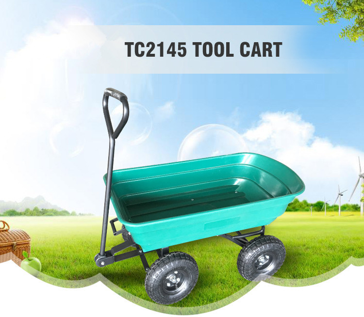 Four Wheels Dump Plastic Ttray Garden Tools Cart Tc2145