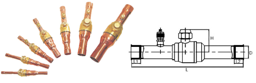 Refrigeration Brass Ball Valve, Stop Valve with Gas Gate or Without Gas Gate, Shut Valve