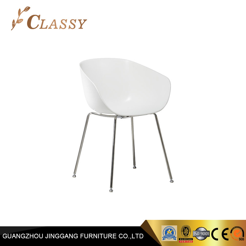 White Plastic Seat Steel Legs Wholesale Restaurant Dining Chair