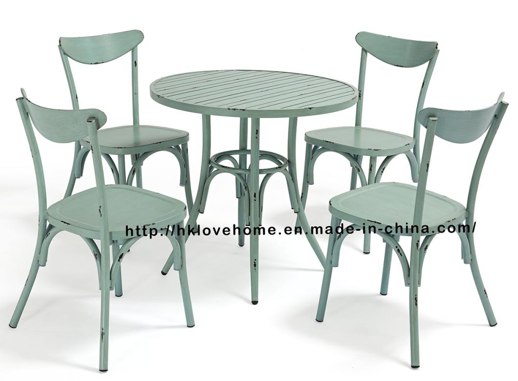Restaurant Coffee Garden Outdoor Stackable Antique Metal Dining Chairs