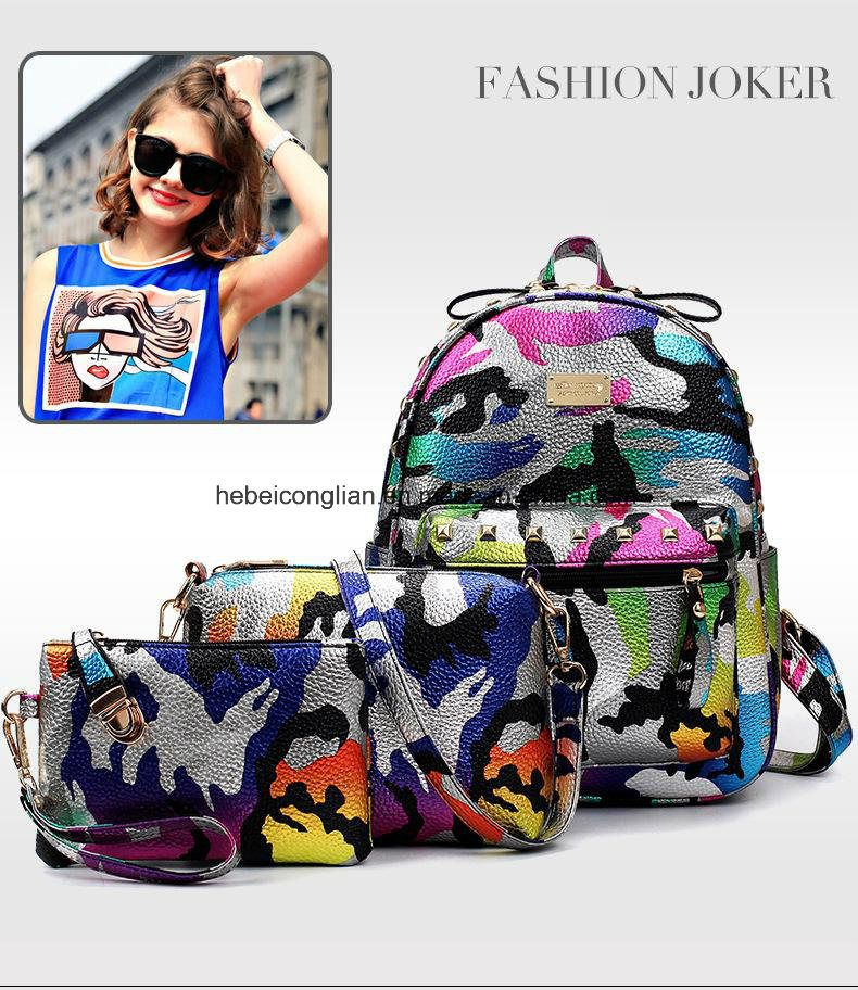 Leisure Fashion Printing-Camouflage Oxford Cloth Women Travel Satchel Briefcase Backpack