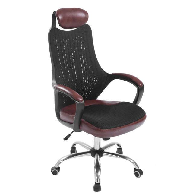 High Back Mesh Swivel Computer Task with Leather Office Meeting Boss Chair