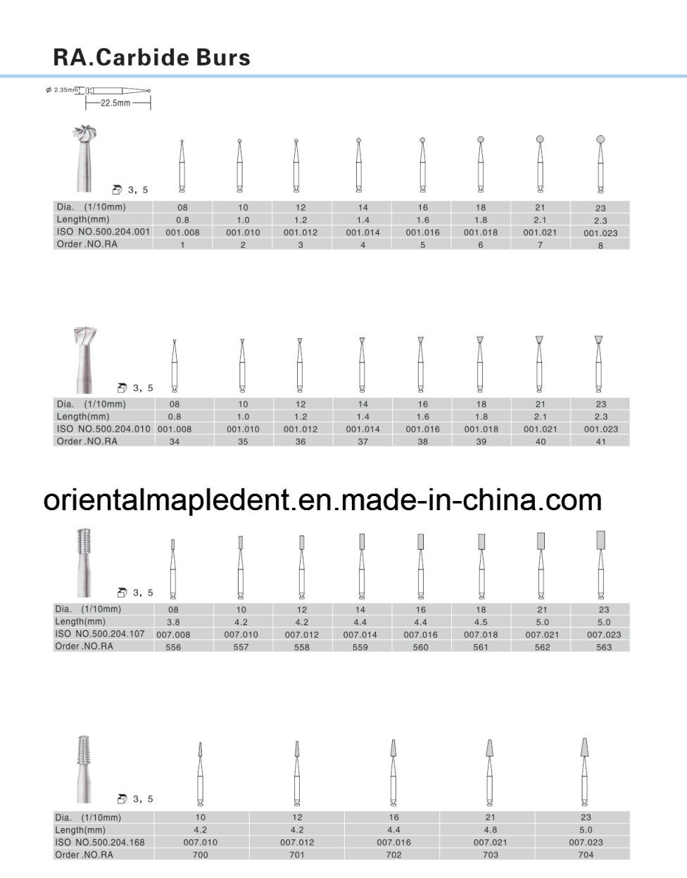 Dental Instrument Ra Carbide Burs for Low Speed Contra Angle