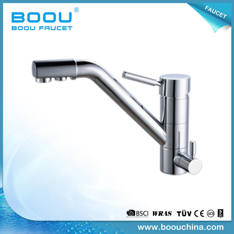 Boou Double Hole Dual Handle Brass Kitchen Faucet