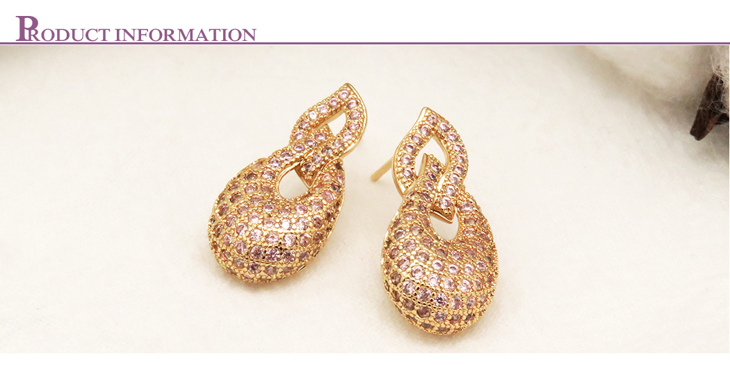 Gold Earring Stud with Full Crystal Design