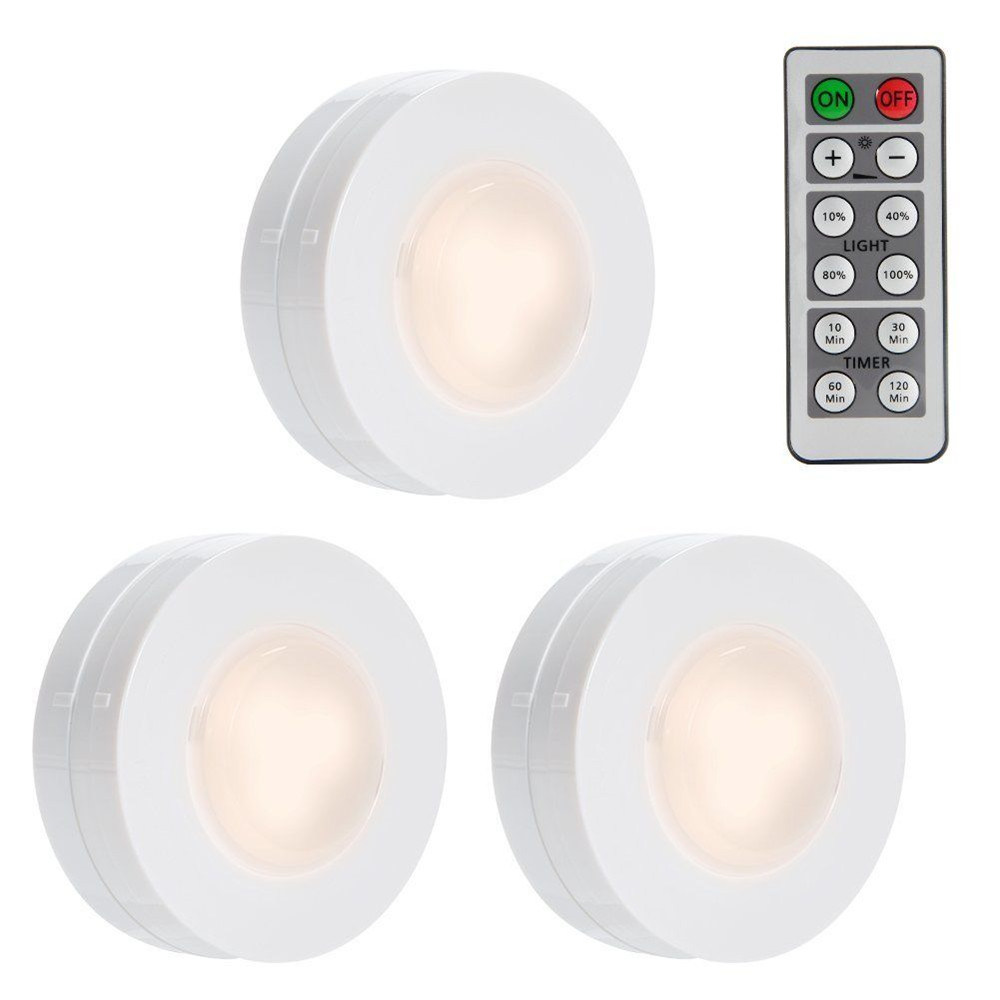 Wireless LED Puck Lights Kitchen Under Cabinet Lighting Dimmable LED Cupboard Light
