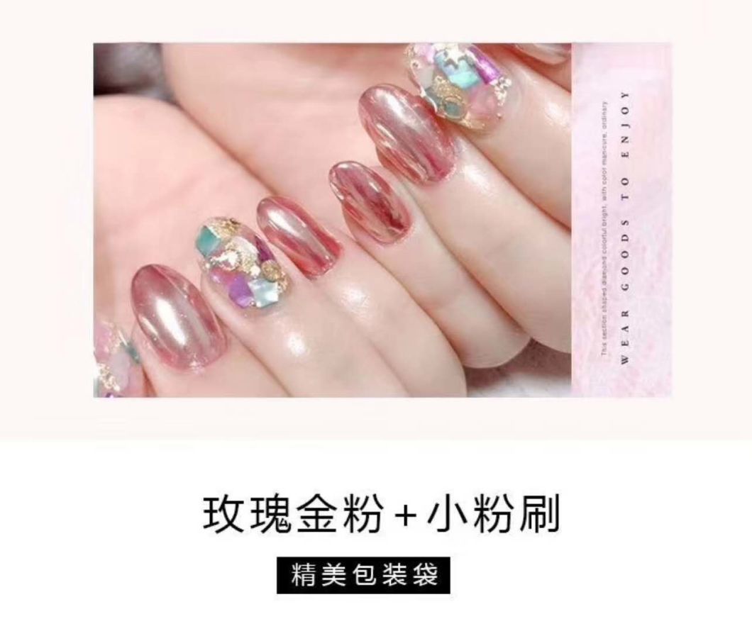 Rose Gold Powder Glitter Chrome Color Ibn Mirror Gel Nail Chrome Magic Powder Mirror Powder