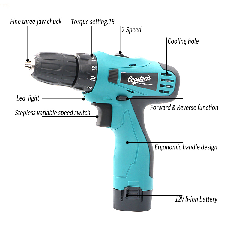 Video Show Chinese Cheapest Power Tools 2 Speed 12V Batter Rechargeable Mini Electric Drill Cordless