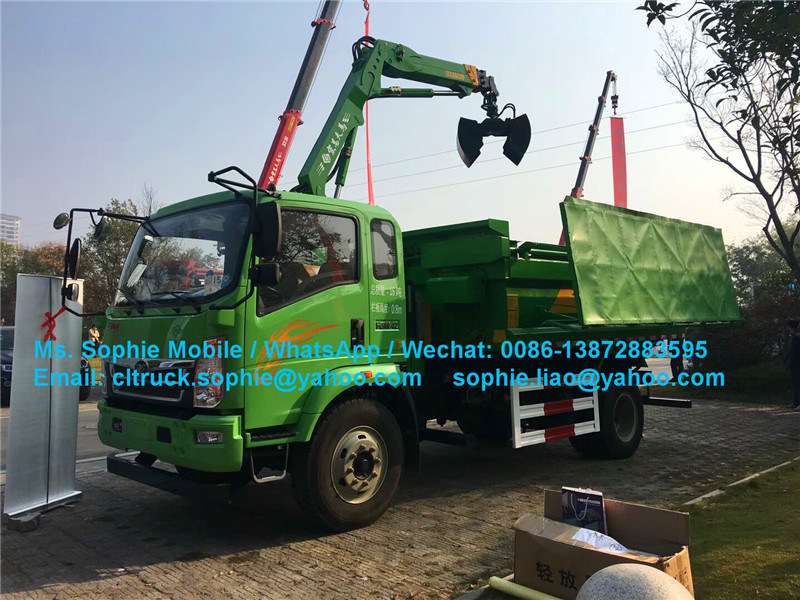 FAW 4X2 LHD Steering Type Dump Tipper Truck with Crane