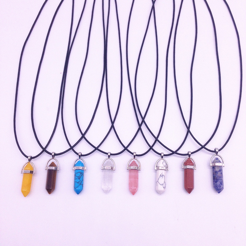 Pendant Silver Alloy Necklace Natural Stone Healing Crystals Chain Necklace