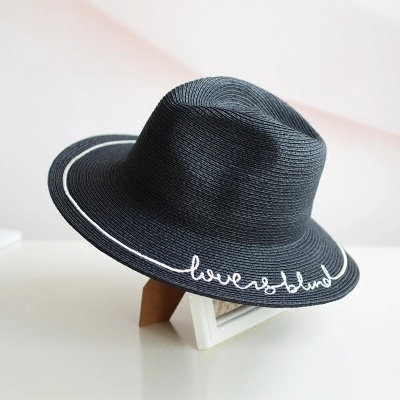 Custom Brim Fashion Summer Fedora Paper Straw Hat Women