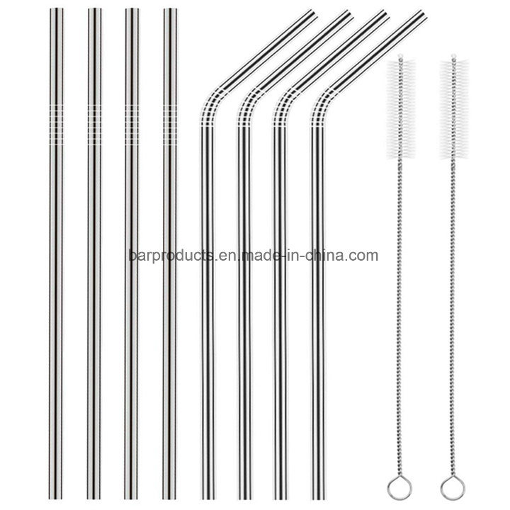 Multicolor Reusable Metal Drinking Straw Set Customized