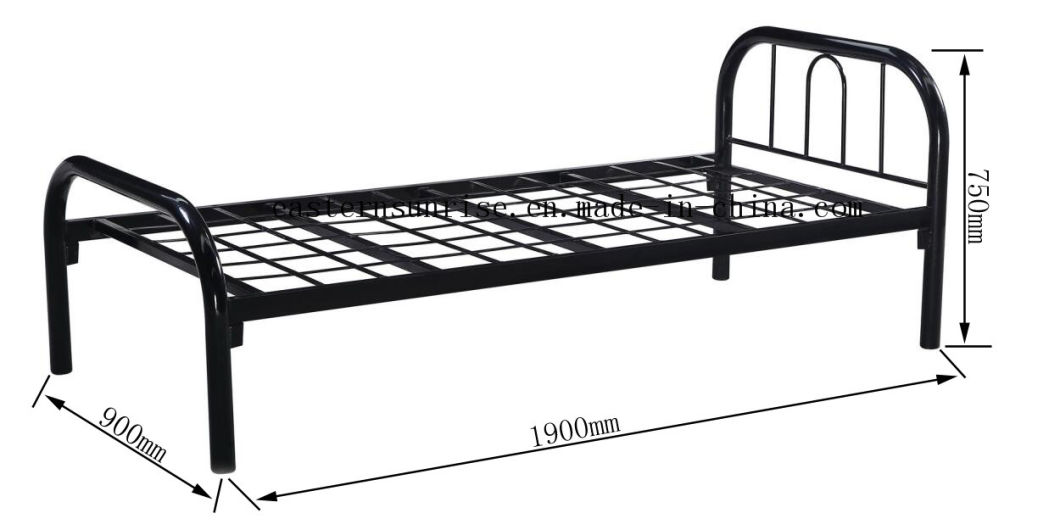 Folding Metal Bed with Universal Wheel Cheap Modern Single Size