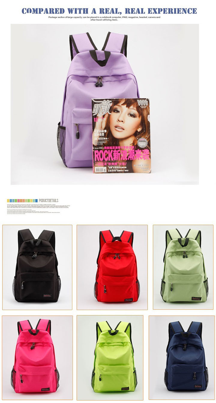 Pure Color High Quality Outdoor School Backpack Outdoor Hiking Backpack Ladies Fashion Bag