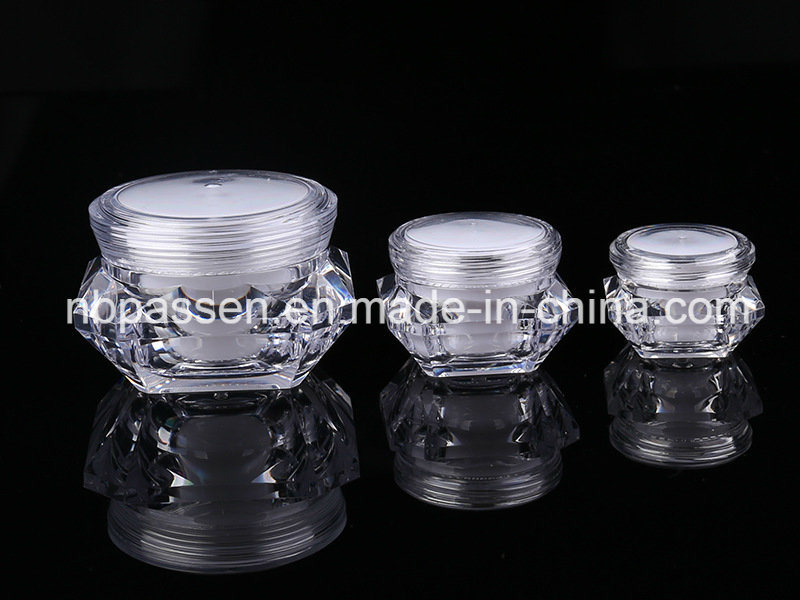 5g, 10g, 15g Diamond Acrylic Jar Plastic Jar for Cosmetic Packaging