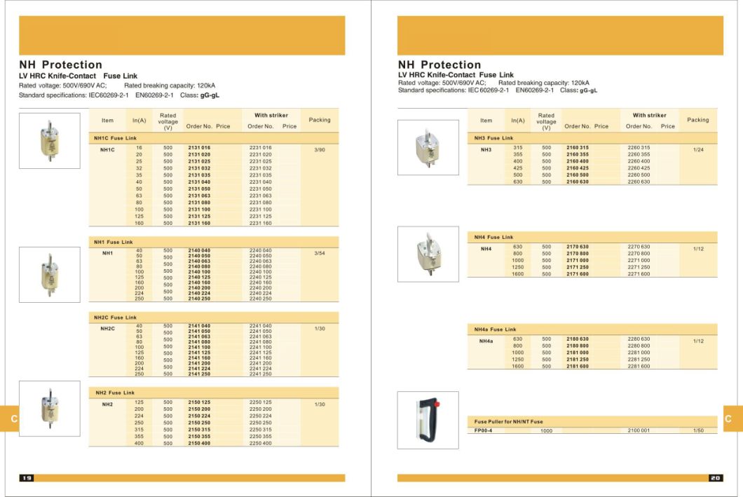 Low Voltage HRC Fuse Link Nh000 Nh00 Nh0 Nh1 Nh2 Nh3 Nh4