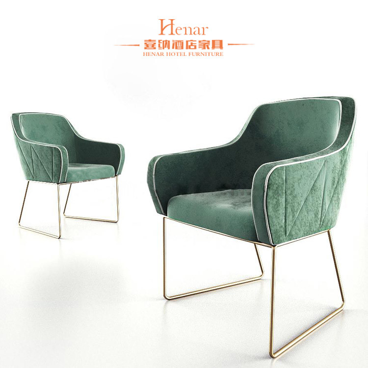 Green Velvet Upholstered Arm Chair with Stainless Steel Leg