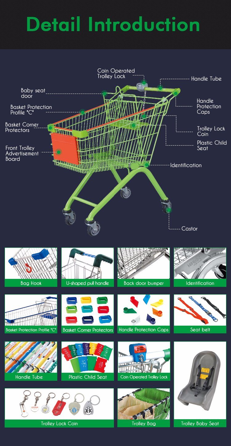 Wholesale European Supermarket Convenient Store Shopping Hand Cart with Various Content to Choose