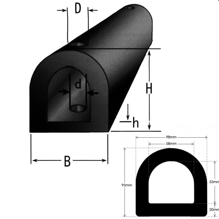 Marine Ship Boat Rubber D Type Fender