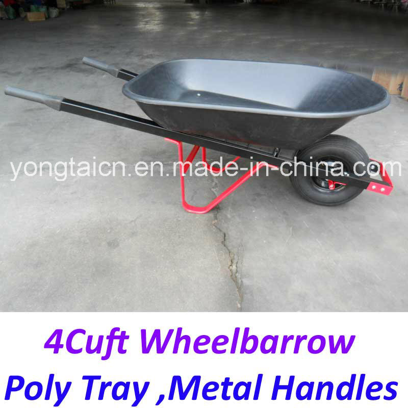 America 4cuft Poly Tray Metal Handles Wheelbarrow for Gardenning