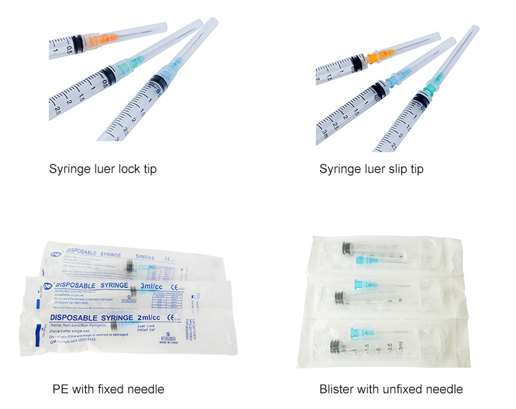 Medical Disposable Plastic Syringe with Needle 1ml, 2ml, 3ml, 5ml 10ml, 20ml, 30ml and 60ml