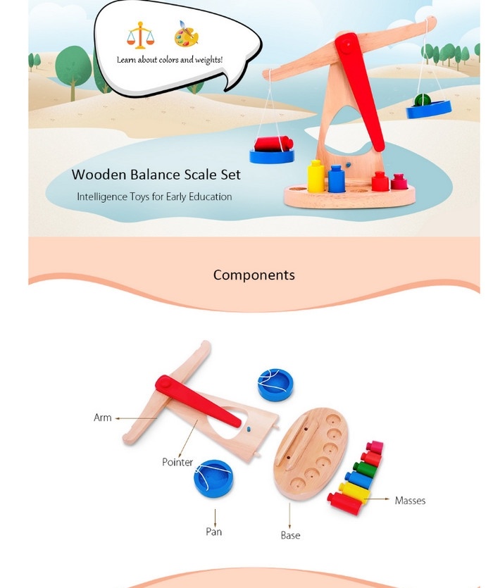 Montessori Wooden Children Educational Toy Balancing Scales