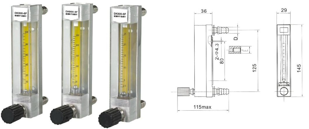 Dk800 Panel OEM Stainless Steel Variable Area Air Flow Meter