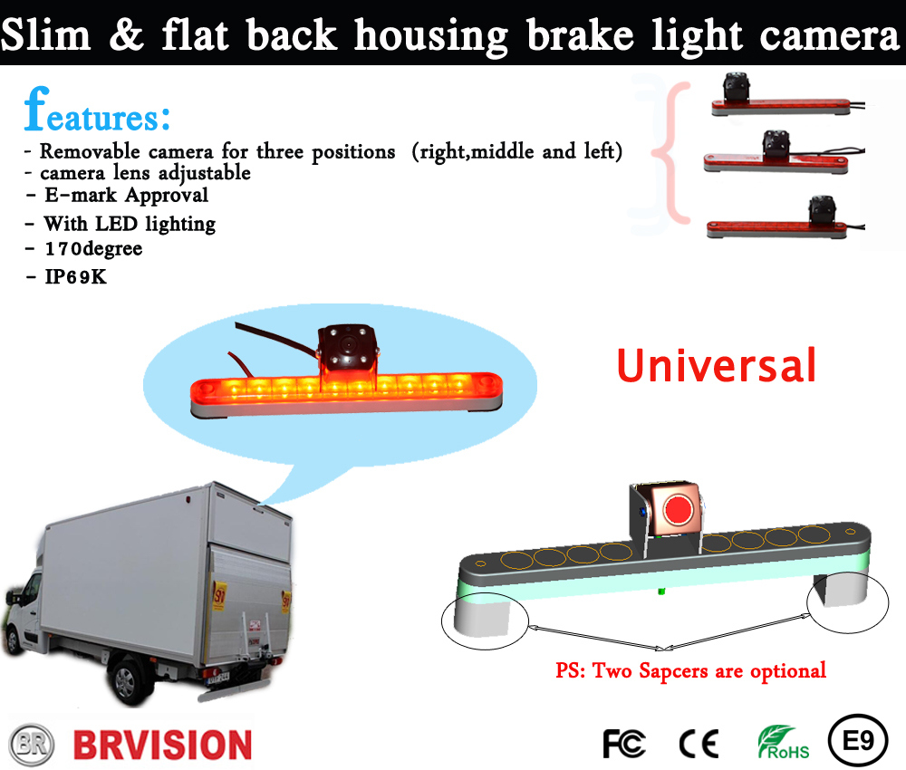 Universal Slim & Flat Brake Light Camera with LED Lighting
