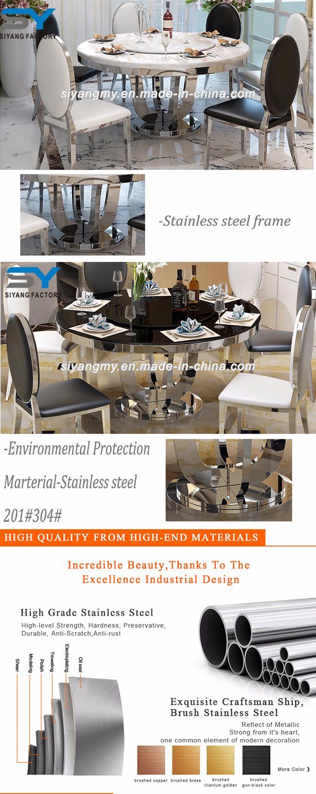 Restaurant Furniture Stainless Steel Table Round Dining Table