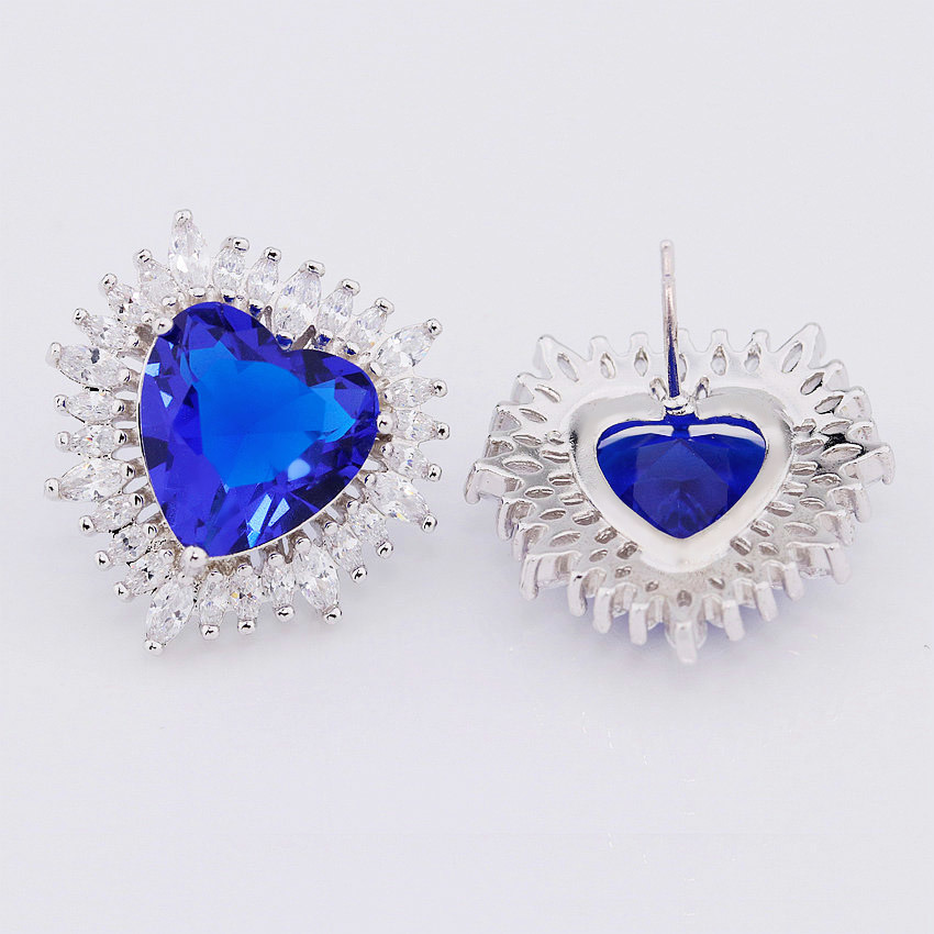 Charming Sapphire Stud Earring Quality Copper Alloy Fashion Design