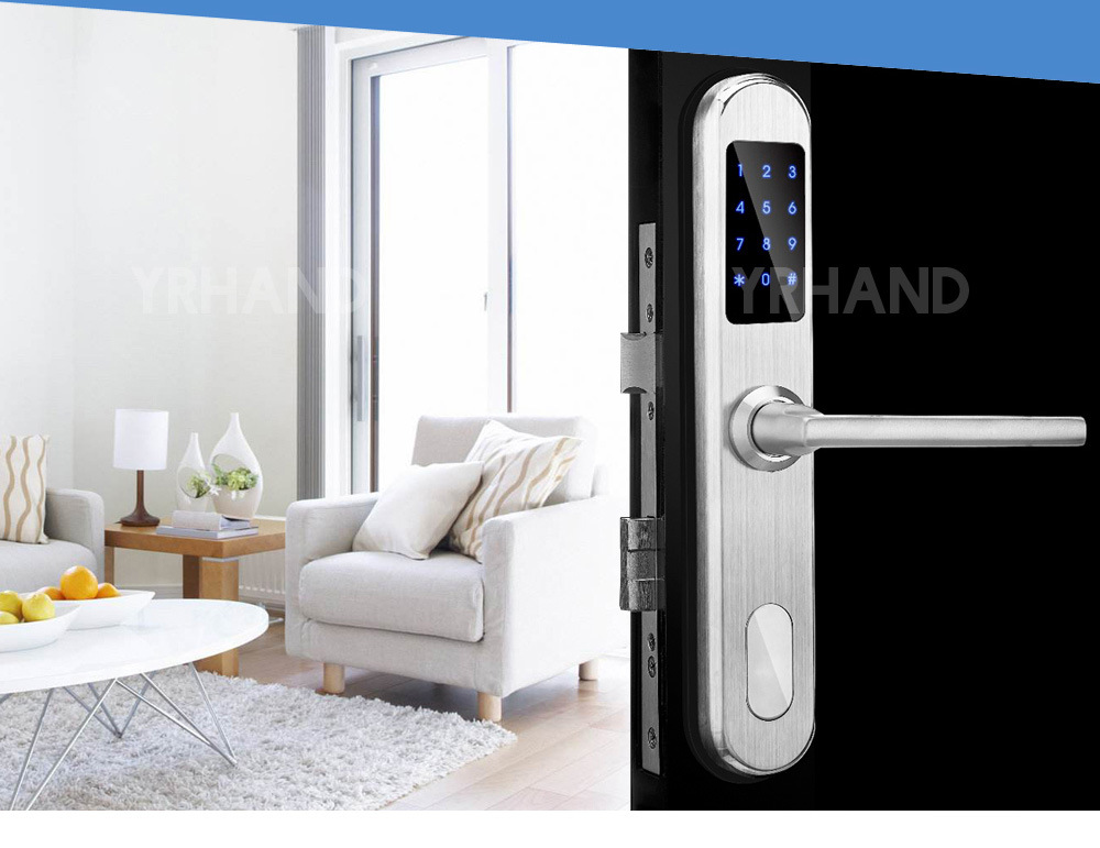 European Mortise Aluminum Glass Door Locks Electronic Keypad RFID Smart Door Lock