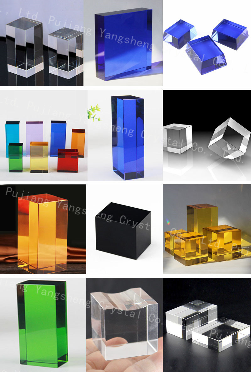 Colored Crystal Cube Customized Logo Etched Crystal Crafts