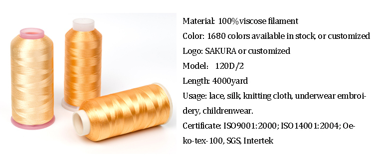 New Arrival Factory Price 120 Rayon Embroidery Thread with Oeko-Tex