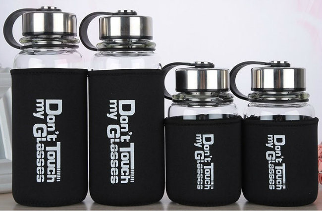fashion Product Glass Sport Travel Water Bottle with Custom Logo