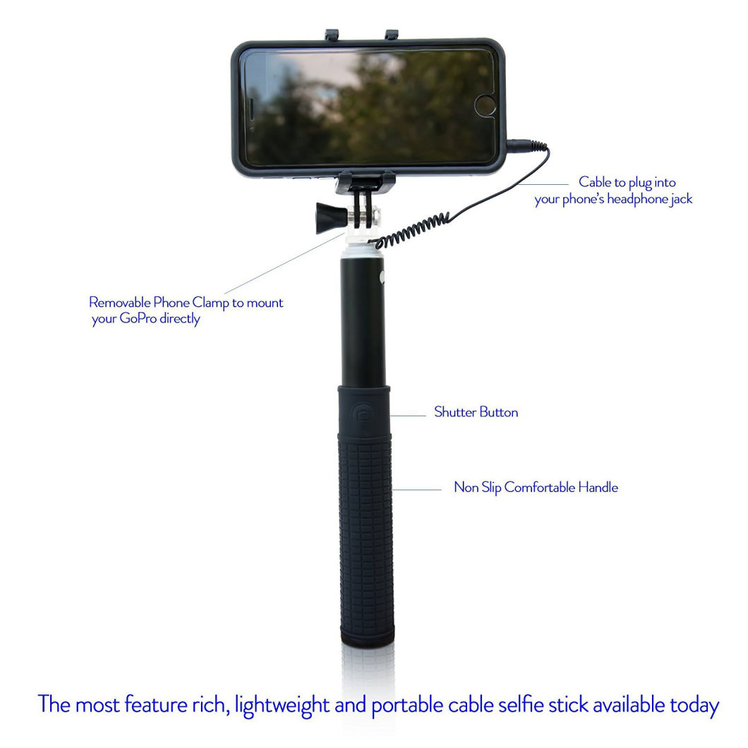 Premium Quality Aluminium Cable Selfie Stick for All Iphones