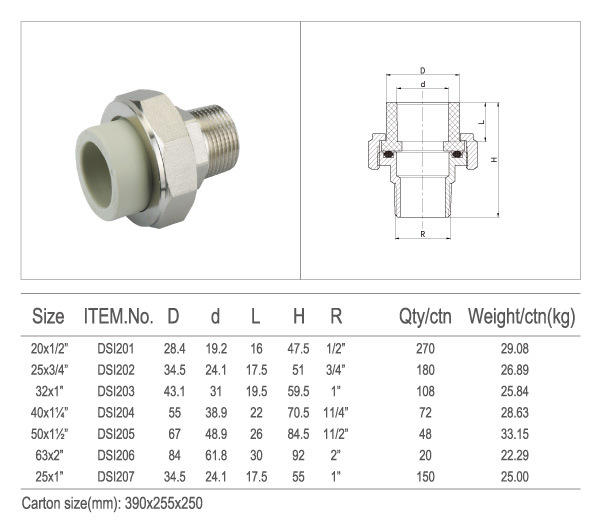 PPR Male Brass Union