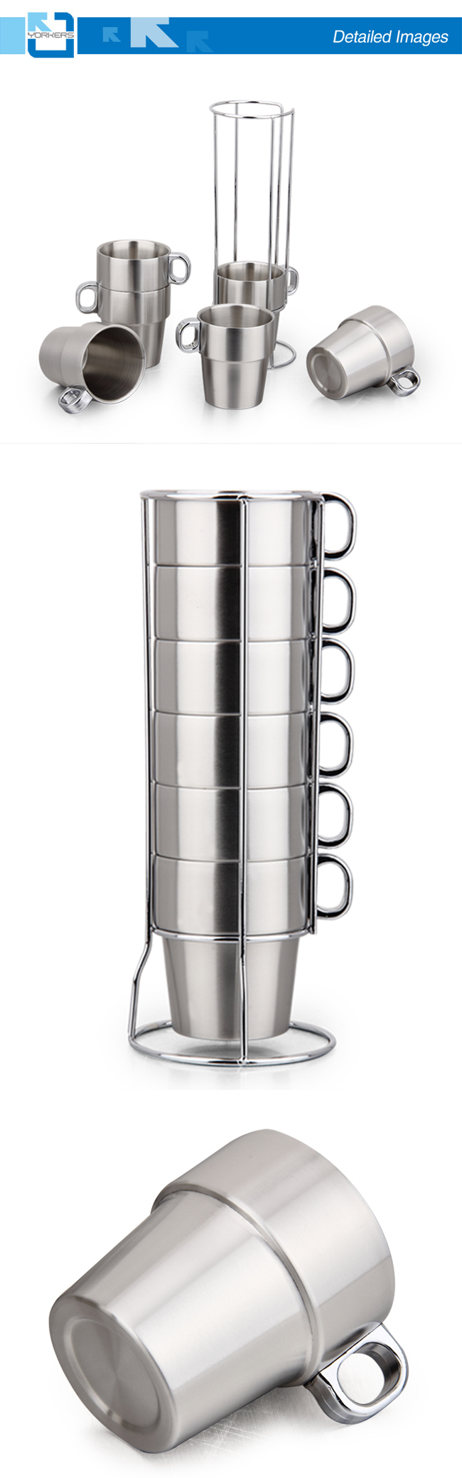 Multi-Functional 6 Pieces of Stainless Steel Coffee Mug & Milk Cup for Wholesale