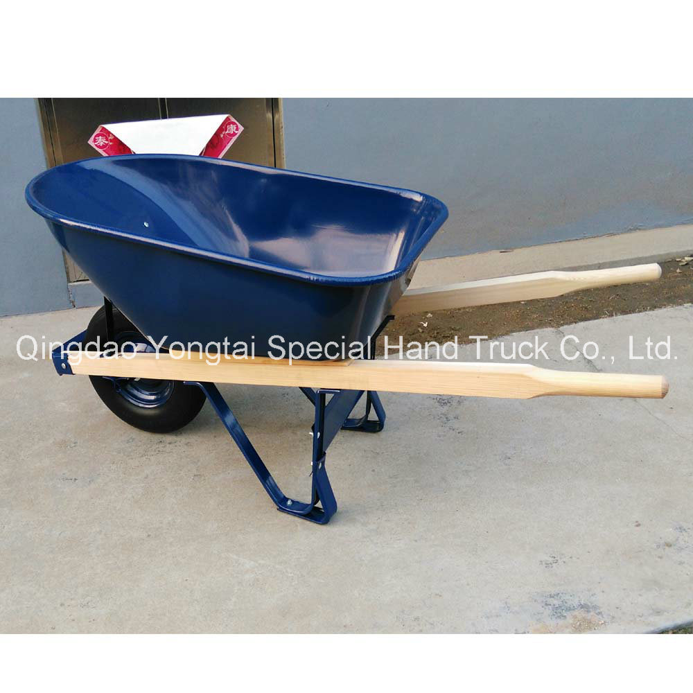 America 6cuft Metal Tray Wheel Barrow with Wooden Handles